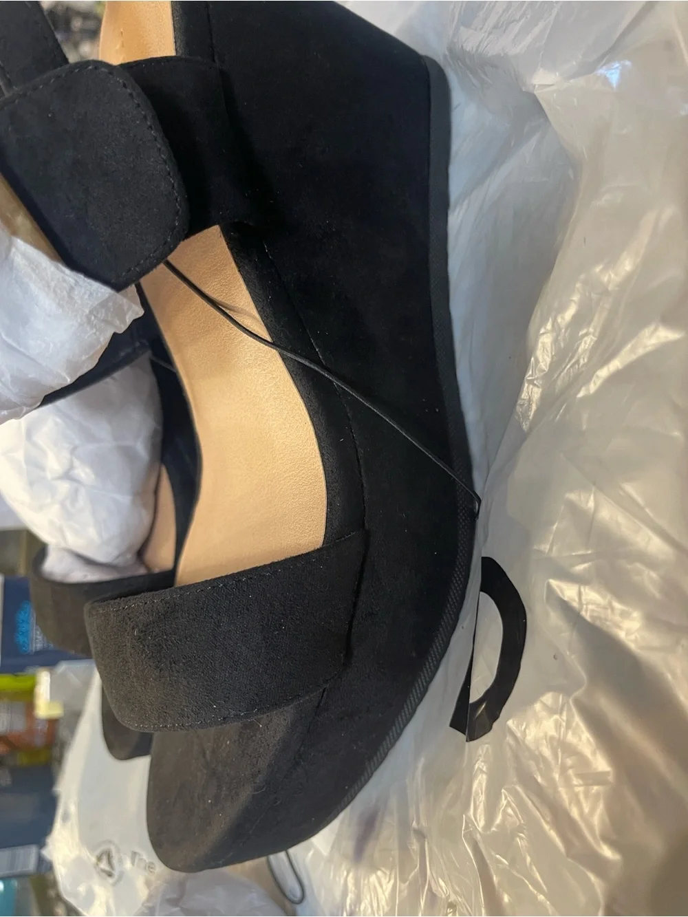 torrid WIDE WIDTH Black Suede Platform Wedge Sandals with Accent Buckles